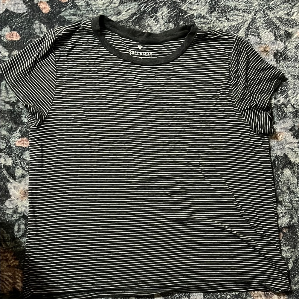 American Eagle Outfitters Striped Tee - Black and White